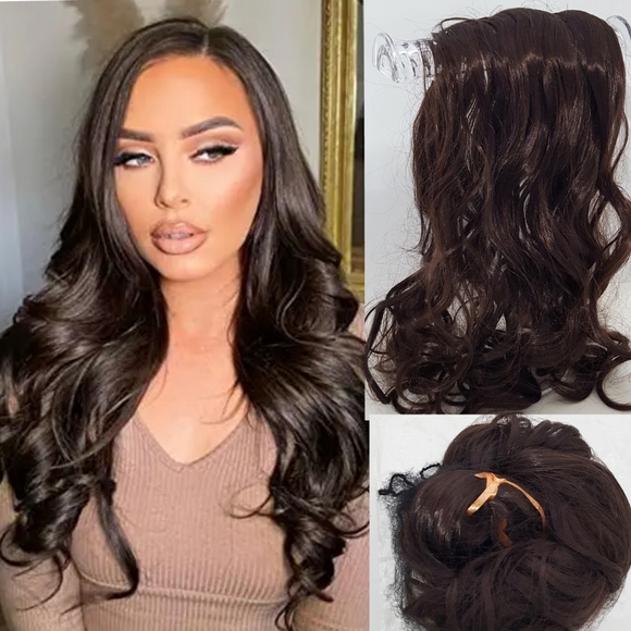 NEW💖Hair Extension🦋7 PCS Dark Brown Clip-In🦋Synthetics - Picture 3 of 9